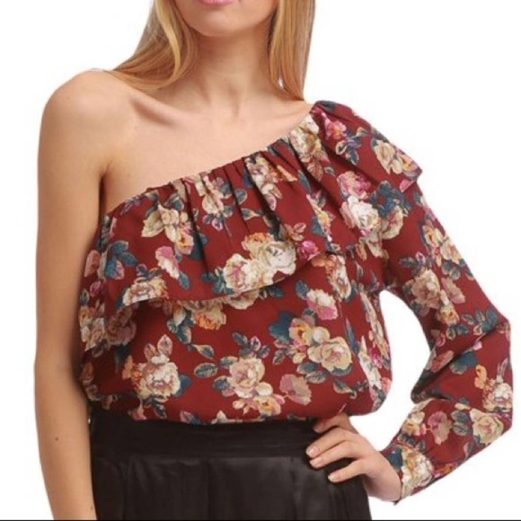 Walter Baker Donna floral one shoulder ruffle blouse. - Picture 1 of 8